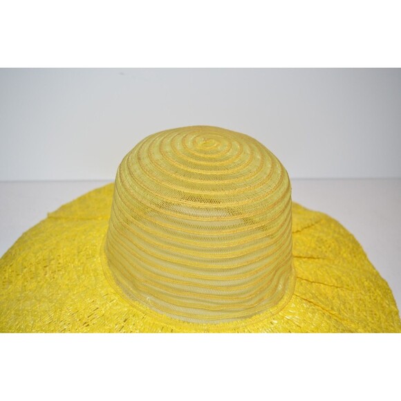 Vtg Floppy Sun Hat Groovy Mod 1970s Women Medium Beach Summer Bucket Prop Yellow main image 8